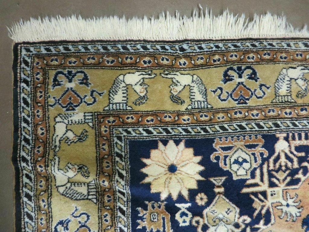 Persian Qum Rug 5.6 x 8.8, Navy Blue