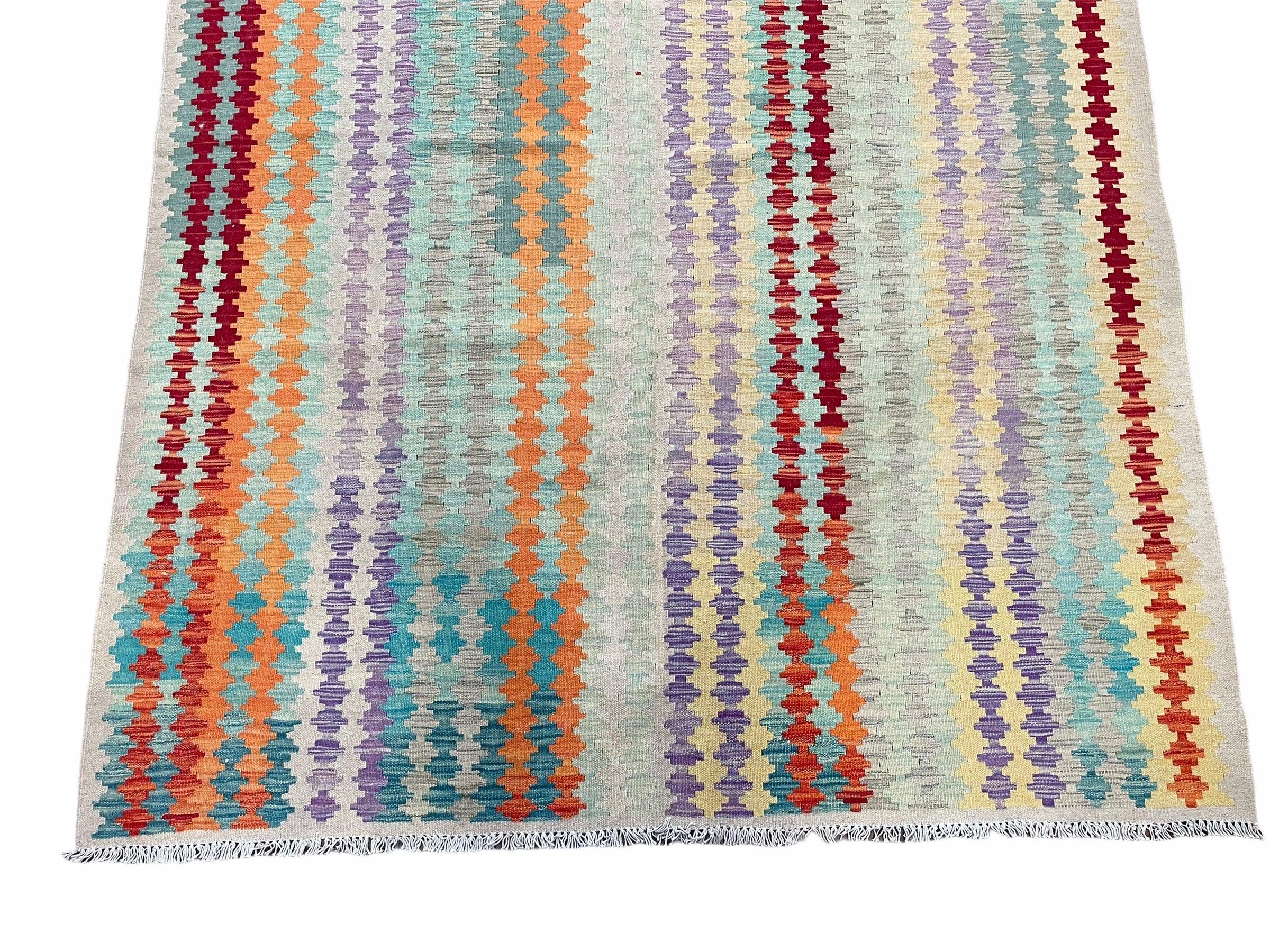 Colorful Kilim Rug 6x8 Multicolor Turkish Kilim Rug 6 x 8 Flat Weave Kilim Playful Anatolian Kilim Wool Kilim New Rug