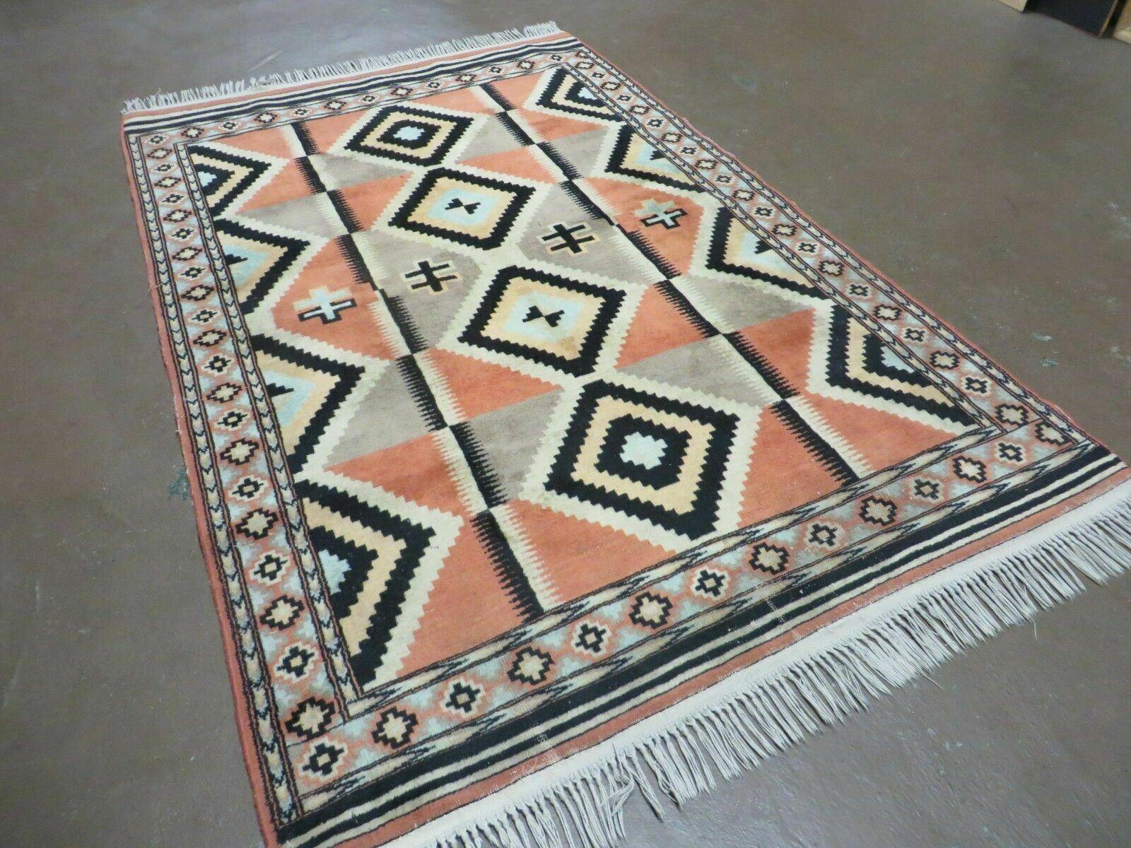 4' X 6' Vintage Handmade Turkish Melas Oushak Wool Rug Carpet Mehrab Red Nice