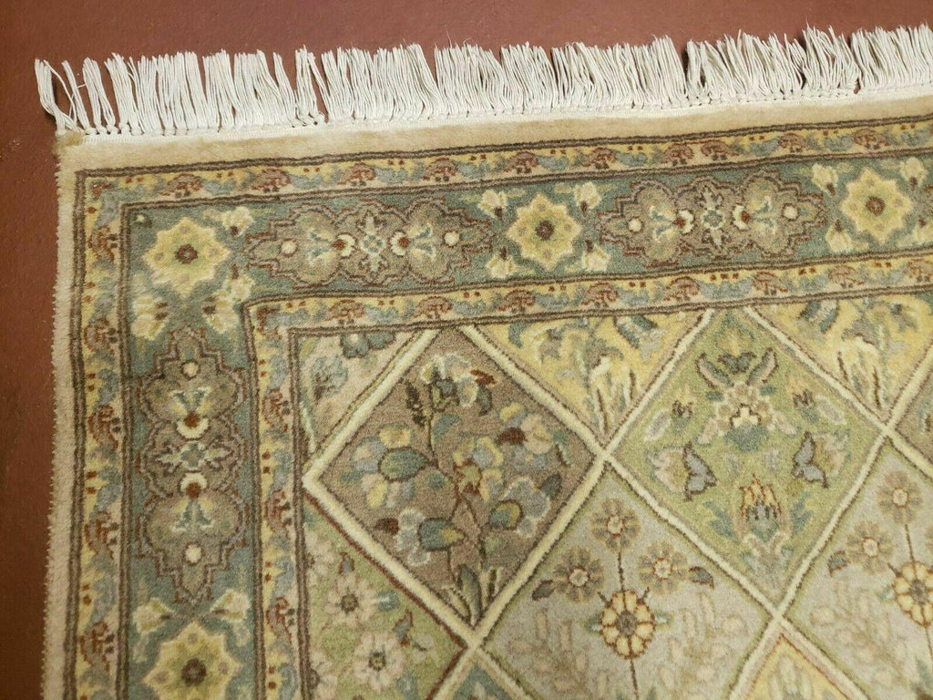 2' 7" X 9' Vintage Handmade India Floral Oriental Wool Runner Rug Hand Knotted