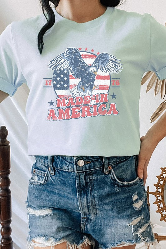 Retro Made In American 1776 Eagle Graphic Tee T-Shirt