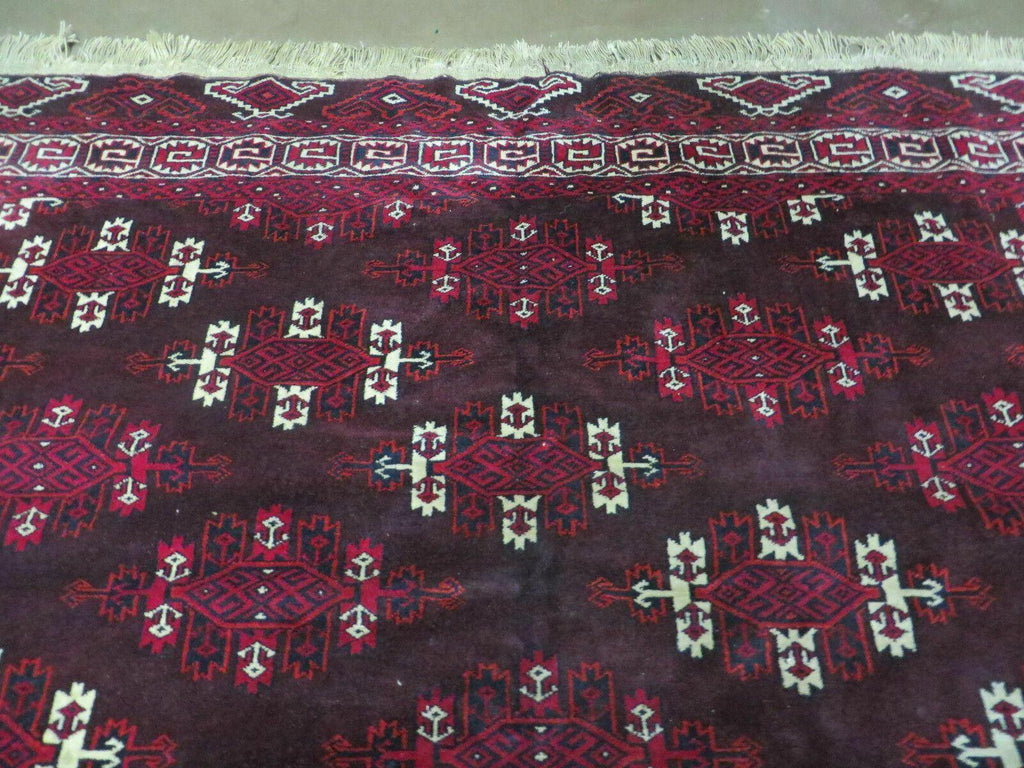 7' X 10' Antique Handmade Yamud Turkoman Wool Rug Excellent