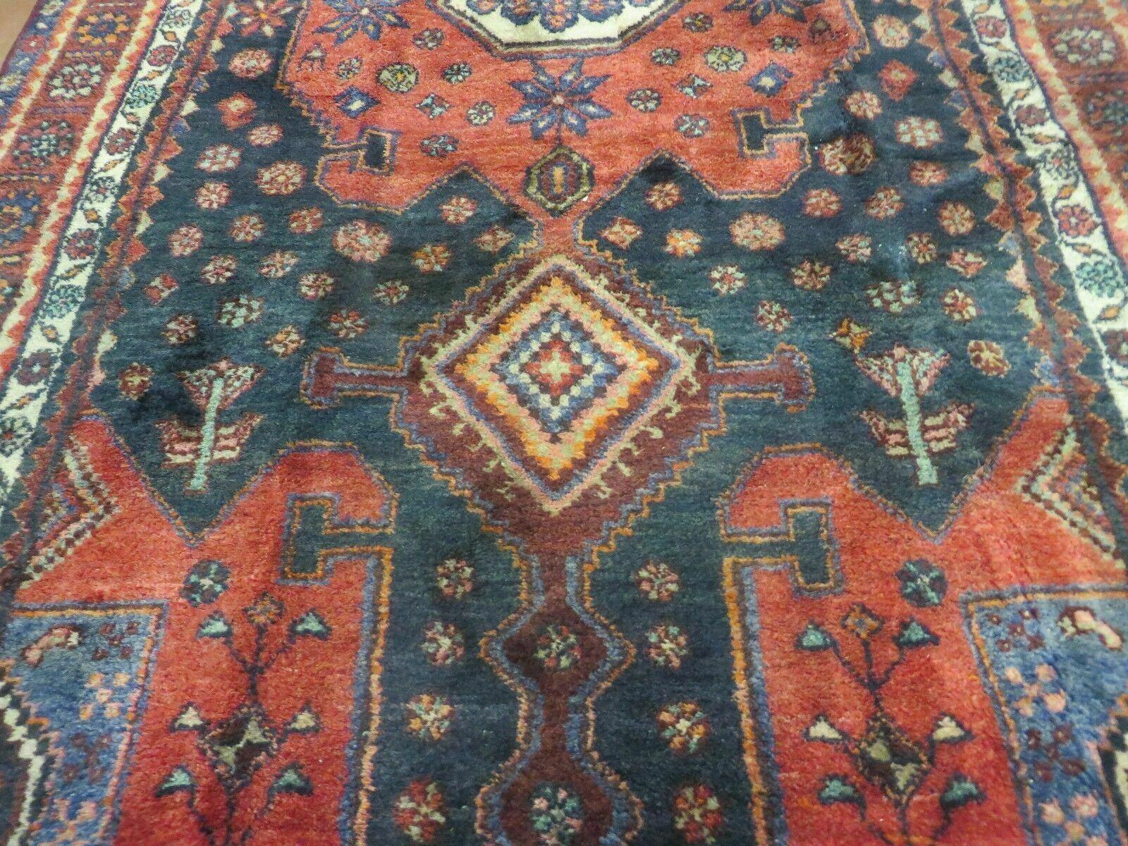 4' X 9' Antique Handmade Turkish Tribal Oriental Geometric Wool Rug # 605