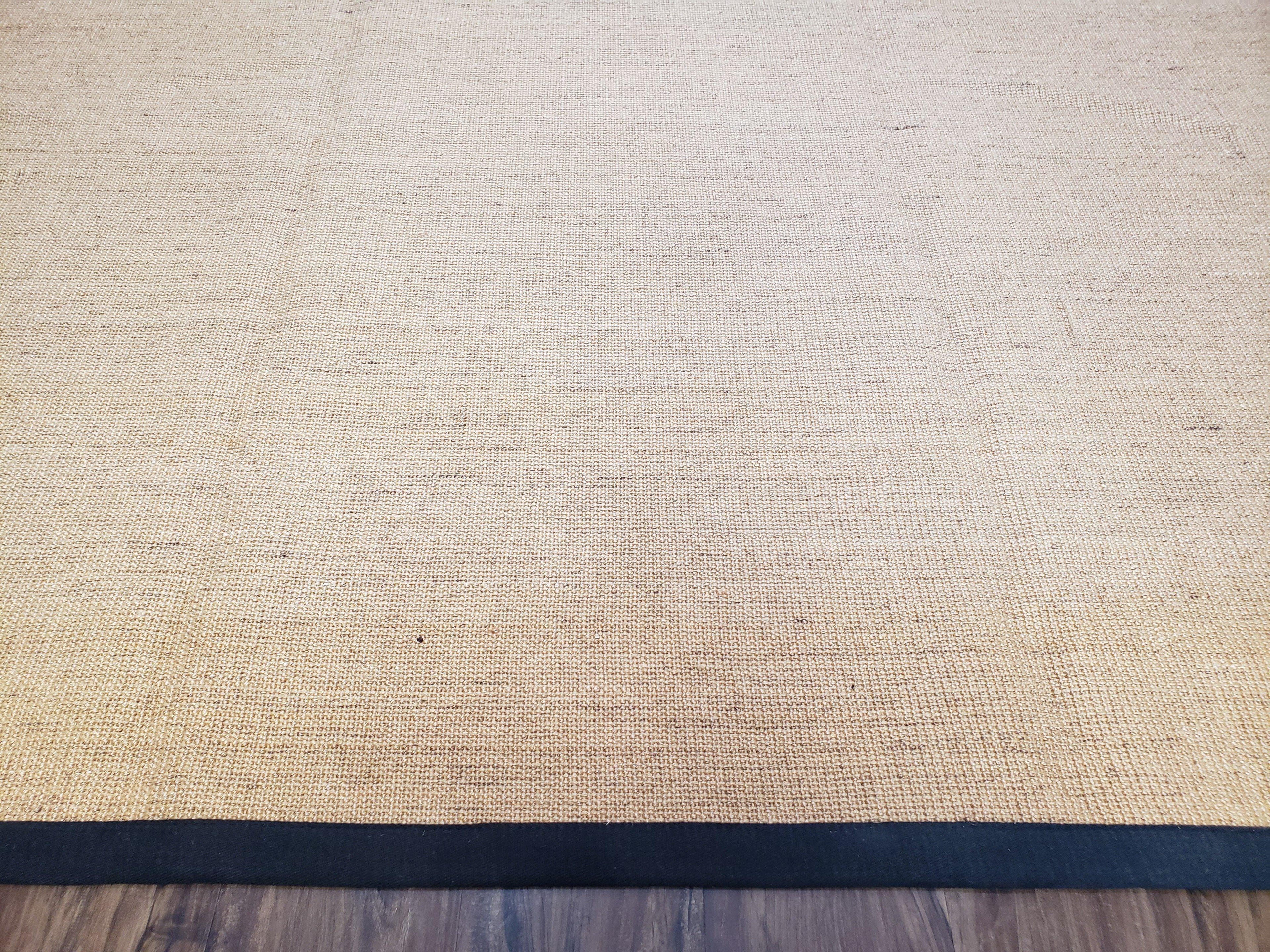 Jute Rug 8x10, Natural Jute Fiber Area Rug, Natural Sisal Area Rug with Black Border, 8x10 Carpet, Solid Jute Rug 8 x 10, Farmhouse Rug