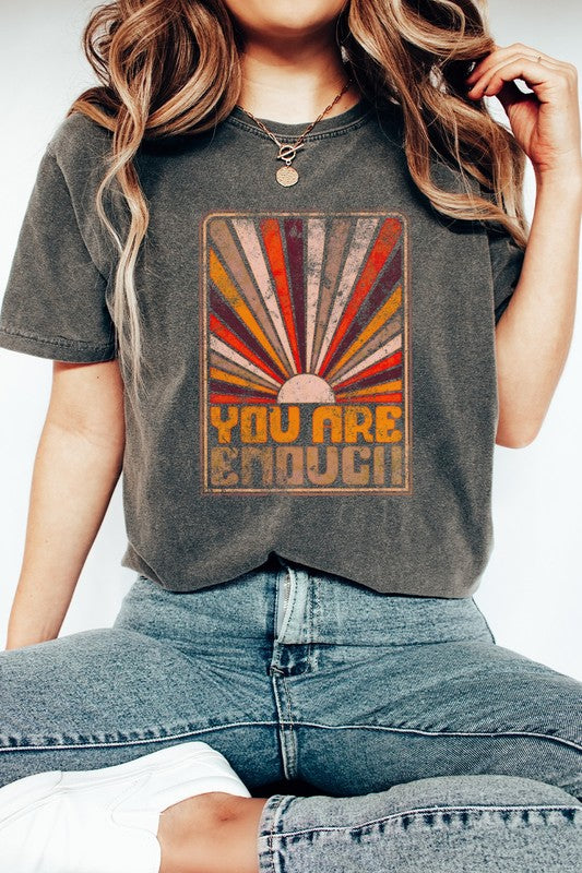 Sunrise You Are Enough Comfort Colors Graphic Tee T-Shirt