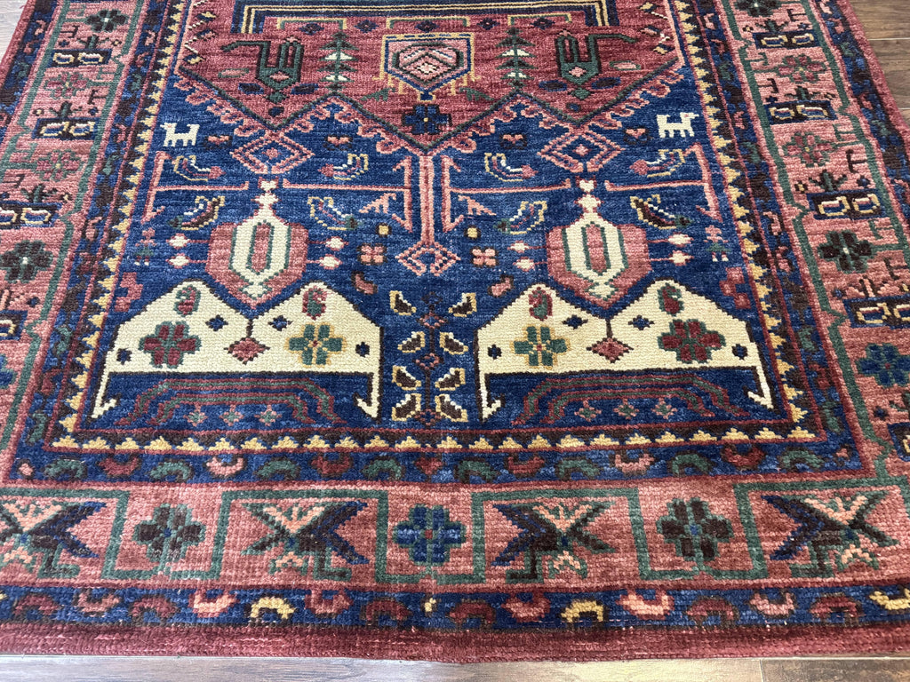 Persian Tribal Heriz Design Rug 6x9, Pottery Barn Rug, Hand Knotted Wool Vintage Rug