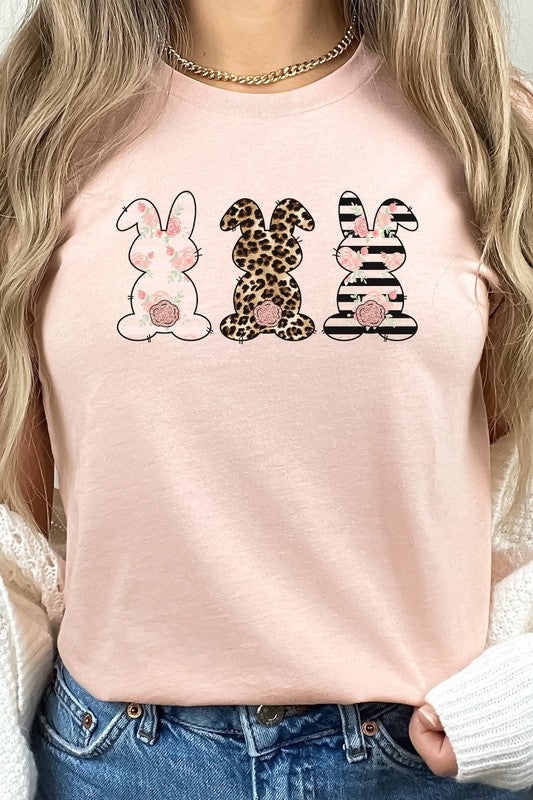 Floral Easter Bunnies Graphic Tee T-Shirt