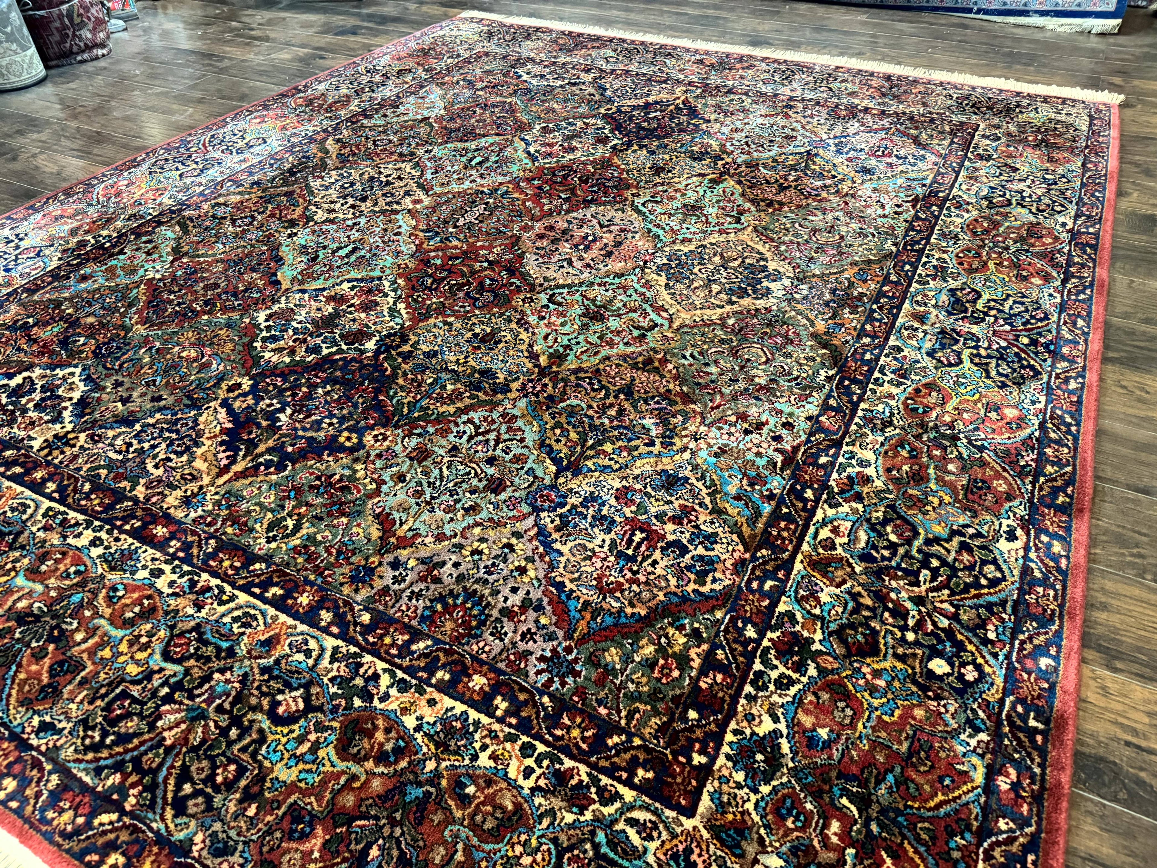 8.8 x 10.6 Karastan Rug, Multicolor Panel Kirman Rug #717, Vintage, Original 700 Series, Wool