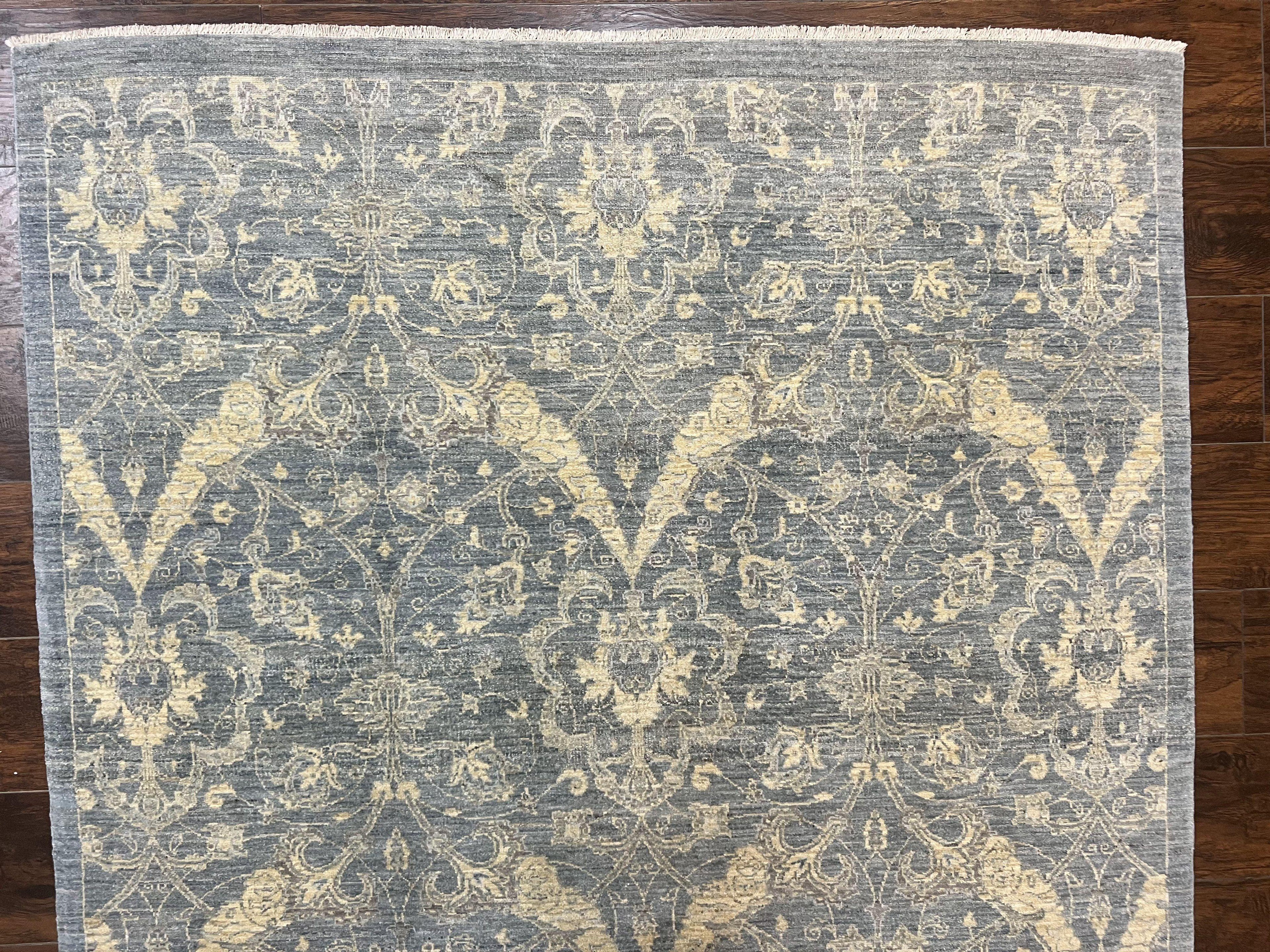 Contemporary Pakistani Rug 5 x 6.6, Handmade Floral Wool Rug, Spanish Pattern