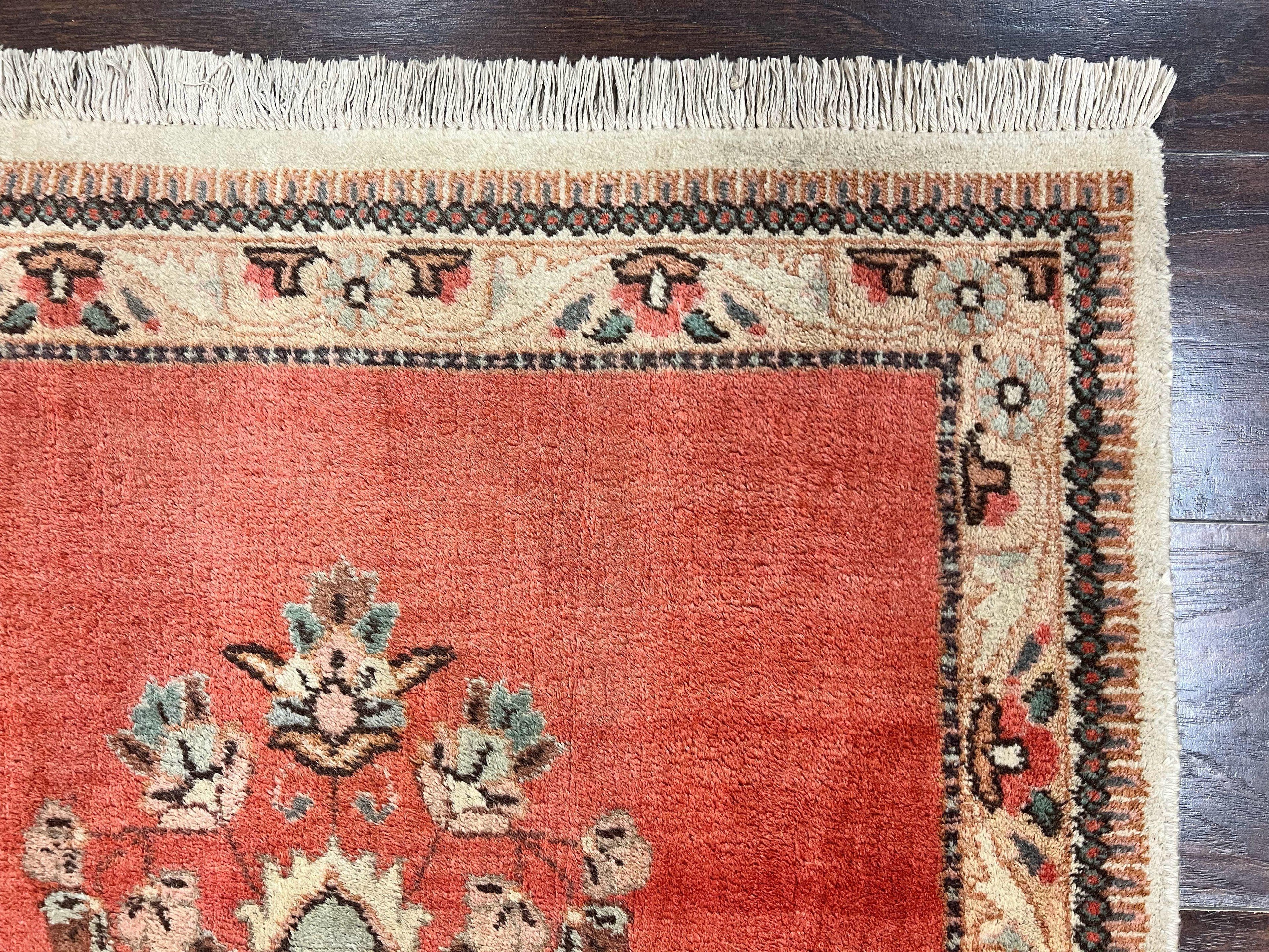 Persian Tabriz Runner Rug 3 x 12, Open Field, Terracotta