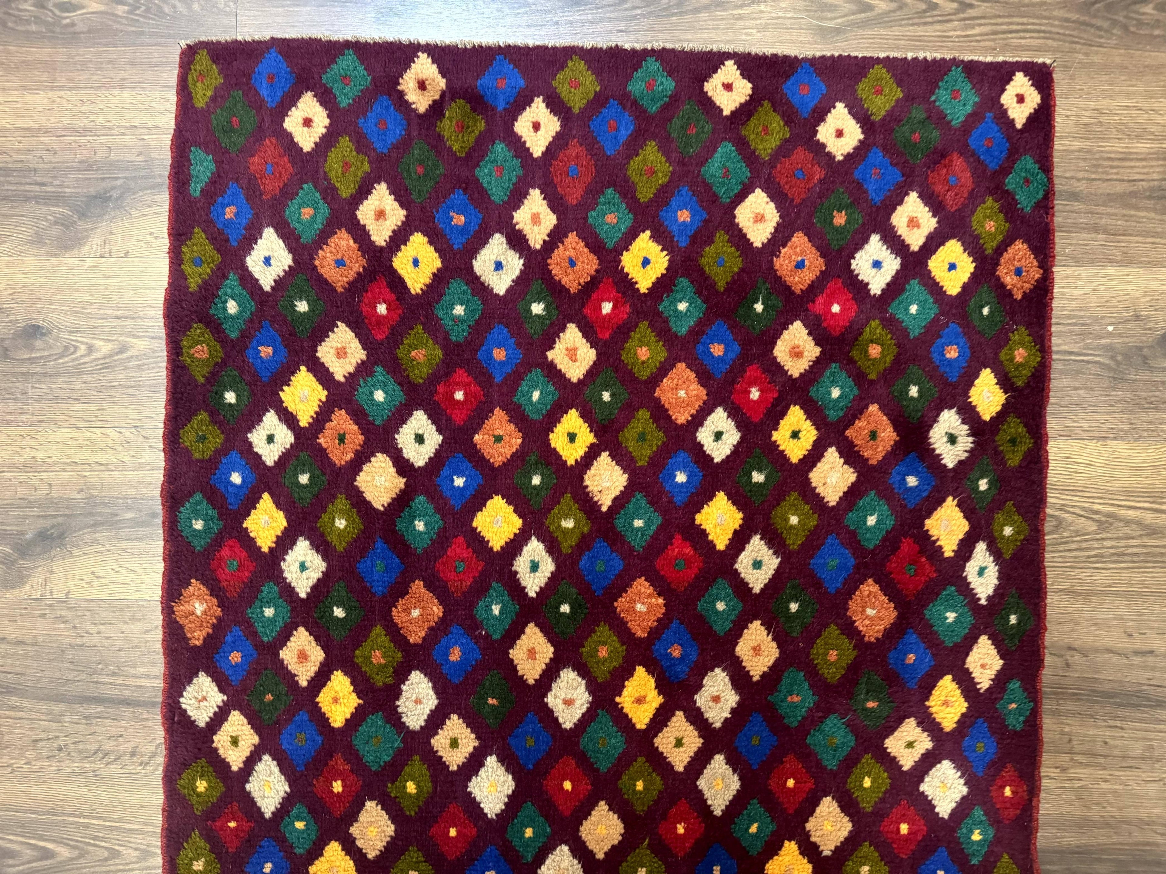 Balouch Rug 3x5, Afghan Rug, Purple-Maroon, Multicolor, Tribal Rug