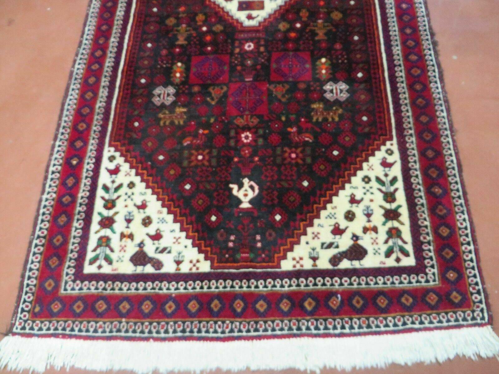 4' X 7' Vintage Handmade Indian Jaipur Rug Bird Carpet