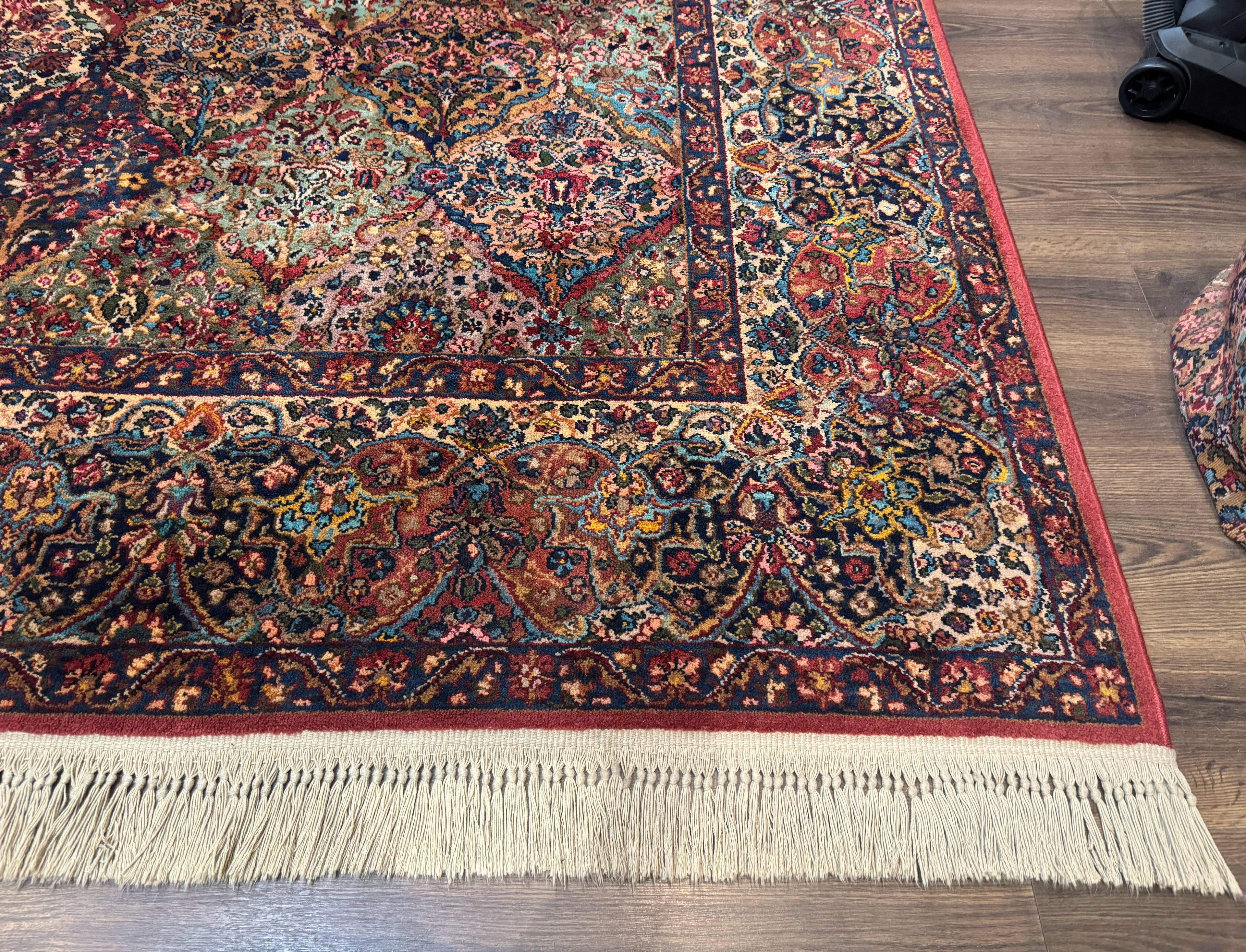 Karastan Rug 8.8 x 10.6, Multicolor Panel Kirman Rug #717, Original 700 Series, Wool