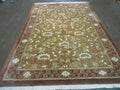 6' X 9' Vintage Handmade India Floral Wool Rug Nice Toffee Caramel Nice # 811
