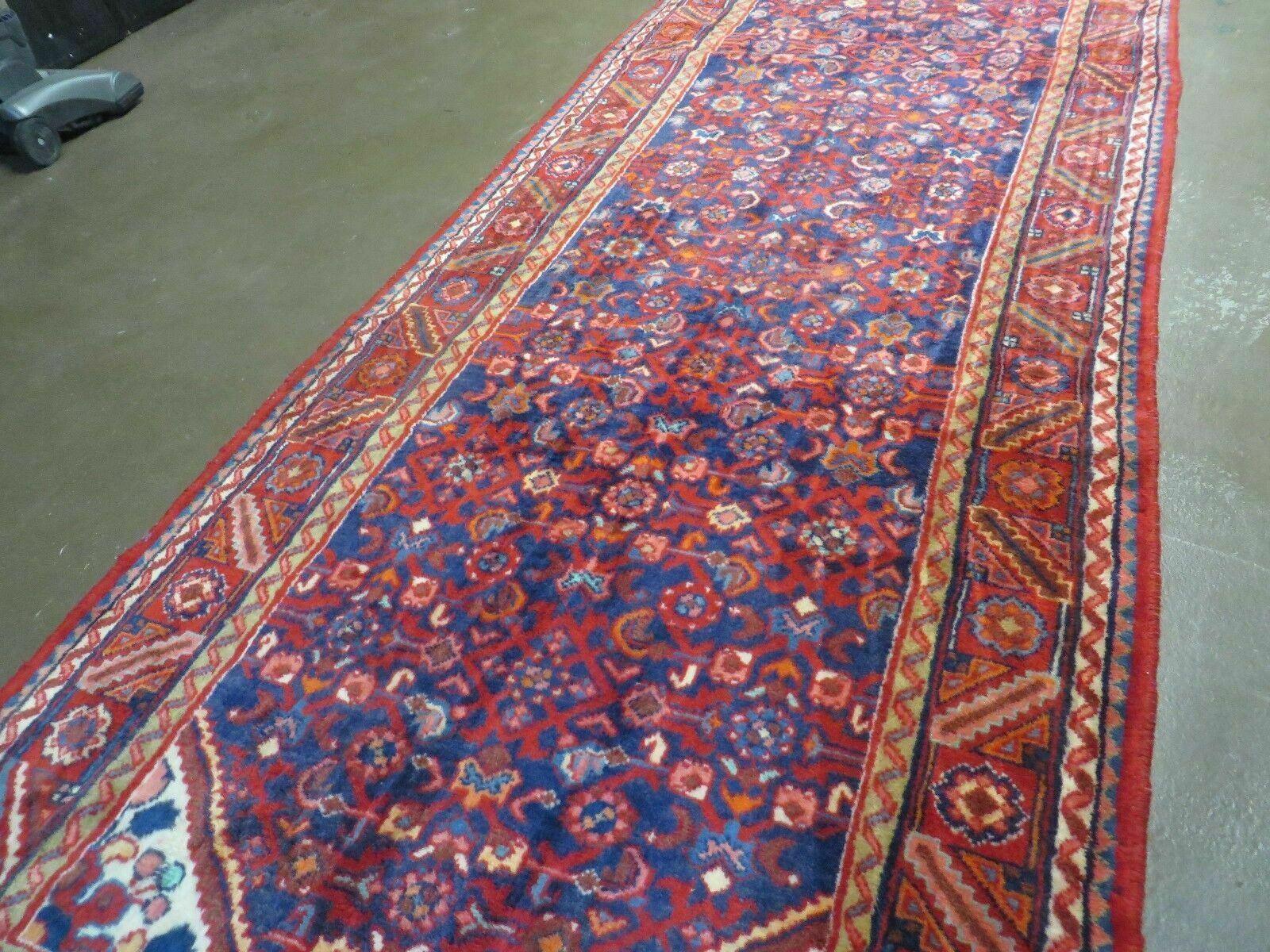 3' 6" X 10' 4" Antique Handmade India Floral Oriental Wool Runner Rug # 128