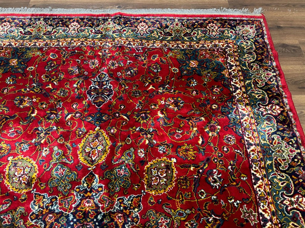 Red Persian Rug 6x9, Medallion Carpet, Ardebil Design, Vintage Belgium Power Loomed Carpet