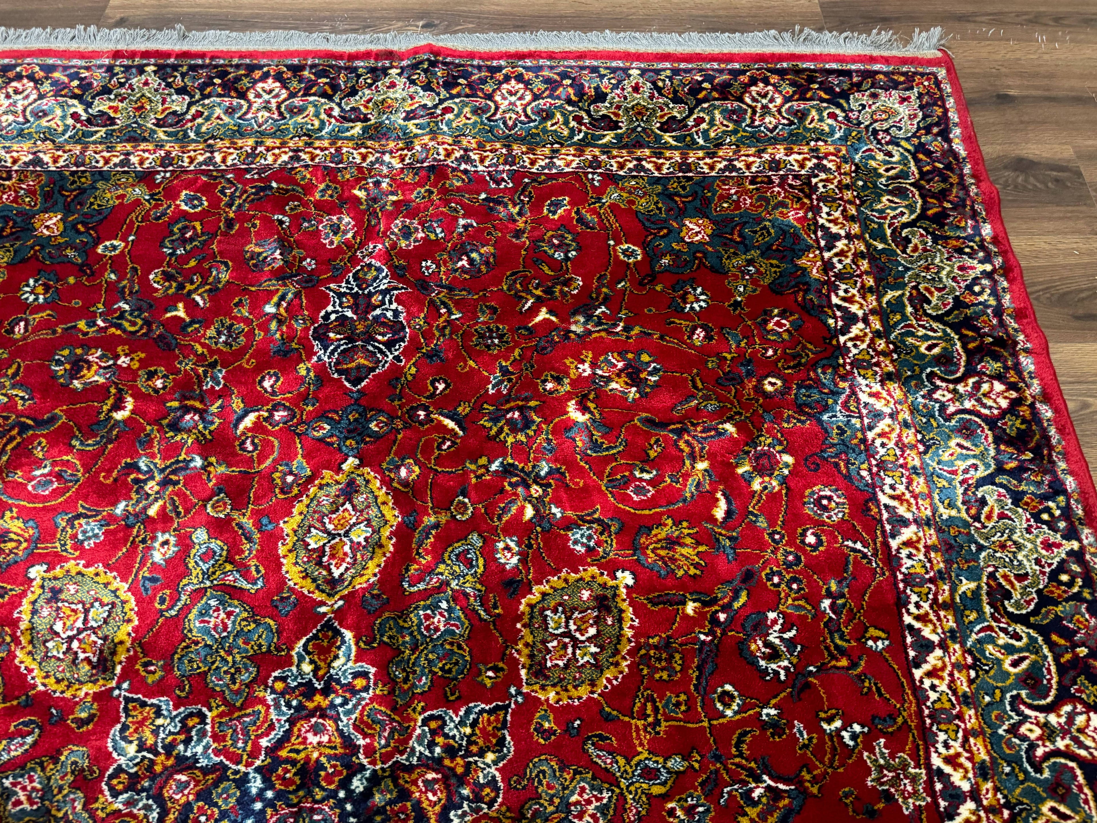 Red Persian Rug 6x9, Medallion Carpet, Ardebil Design, Vintage Belgium Power Loomed Carpet