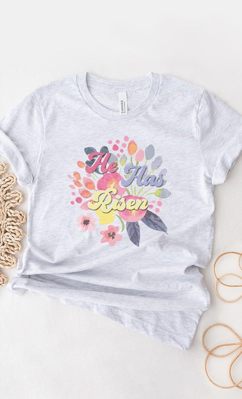 Floral He Has Risen Easter PLUS SIZE Graphic Tee T-Shirt