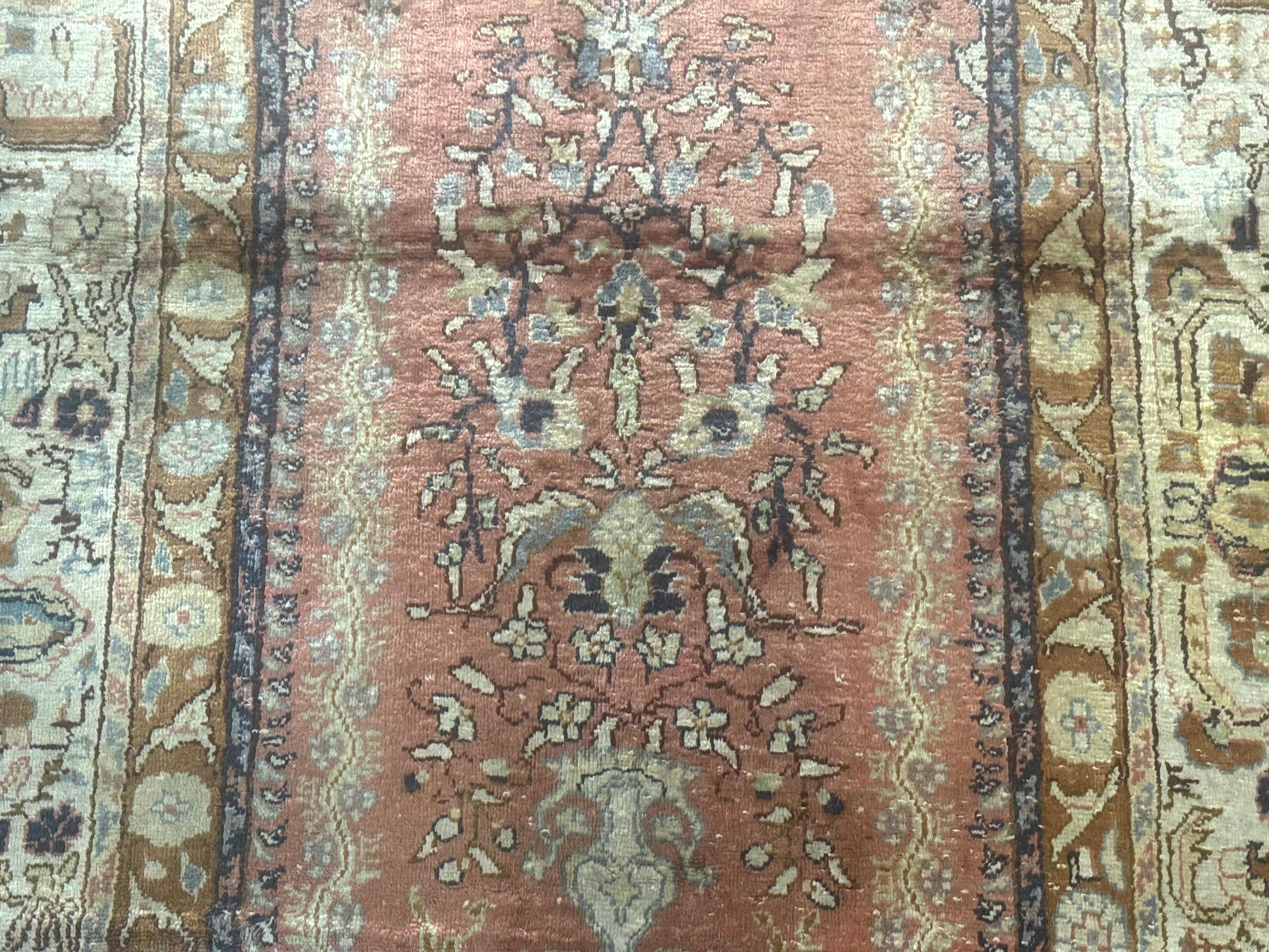 Silk Turkish Kayseri Rug 4x6, Haji Jalili Design, Vintage Rug