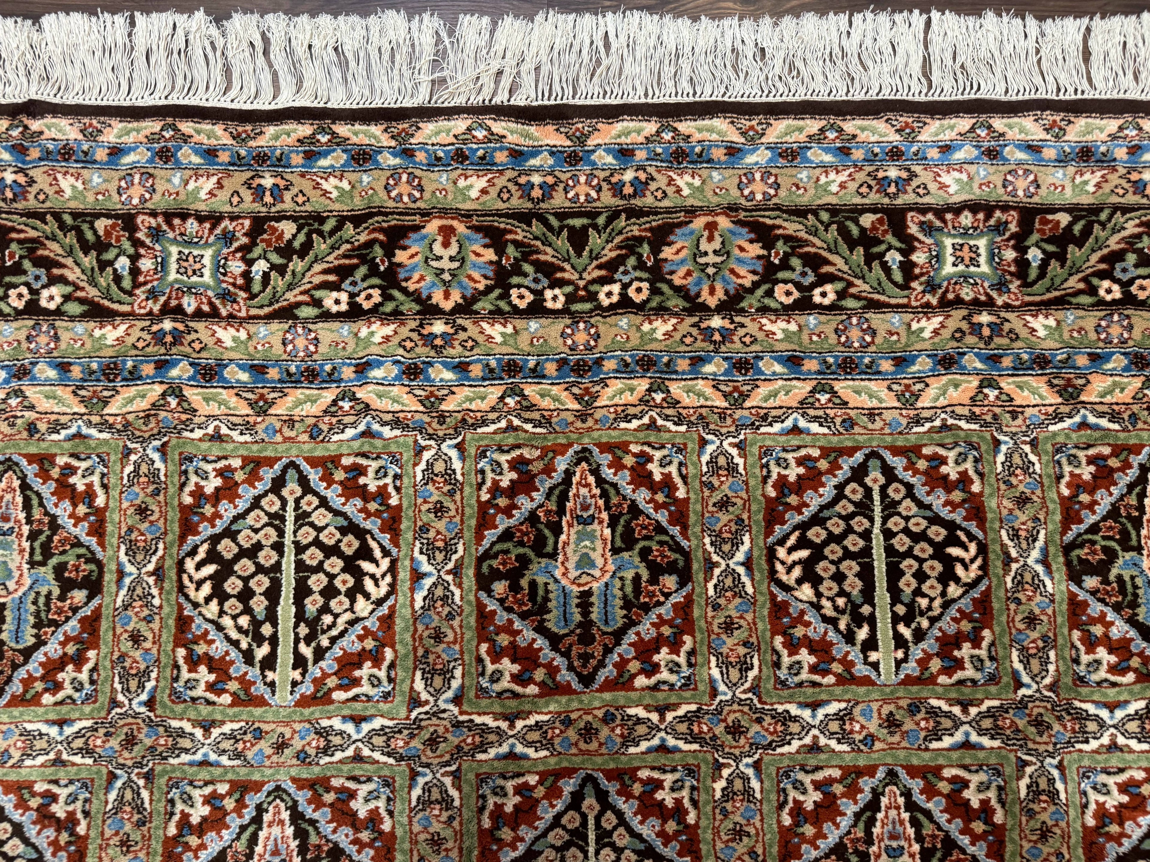 Sino Persian Rug 8x10, Panel Design, Brown, Multicolor, Wool, Cedar Trees