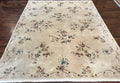 Chinese 120 Line Rug 8x10, Chinese Aubusson Wool & Silk Highlights Handmade Vintage Carpet, Beige Fine Weave Rug, Floral European Design