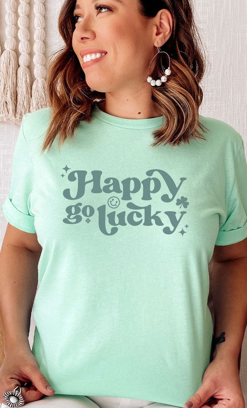Vintage Happy Go Lucky Graphic Tee T-Shirt PLUS