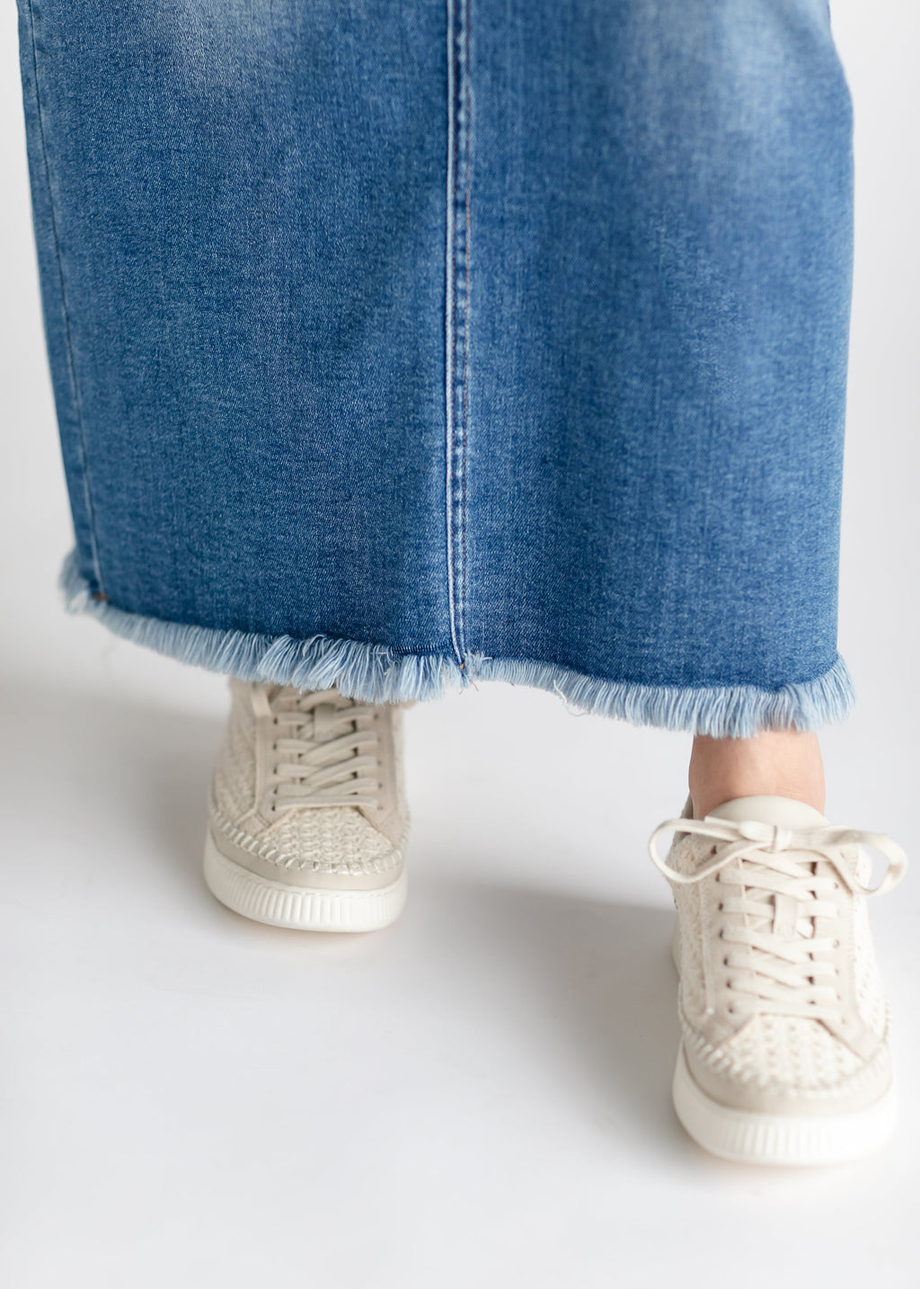 Dakotah Raw Hem Long Denim Skirt - FINAL SALE