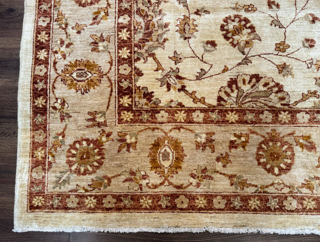 Pakistani Peshawar Rug 8x10, Pak Persian Traditional Oriental Carpet, Handmade, Wool, Allover Pattern
