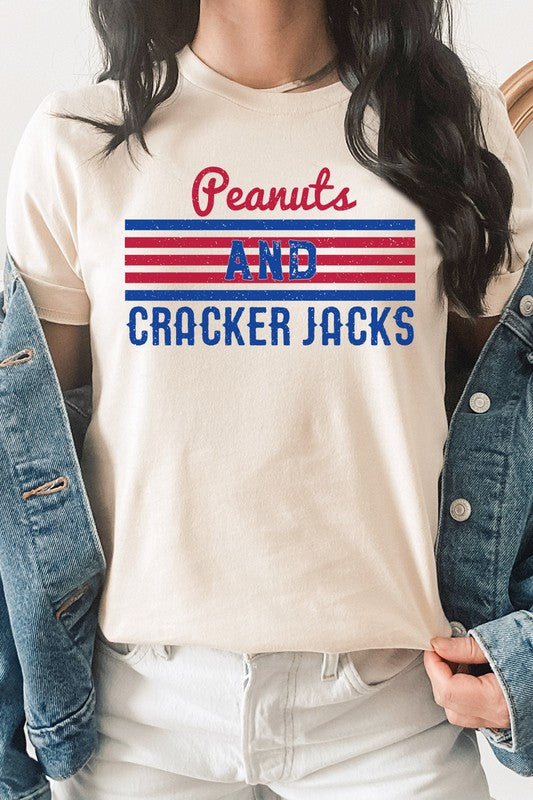 Peanuts And Cracker Jacks Baseball Graphic Tee T-Shirt
