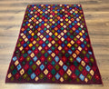 Balouch Rug 3x5, Afghan Rug, Purple-Maroon, Multicolor, Tribal Rug