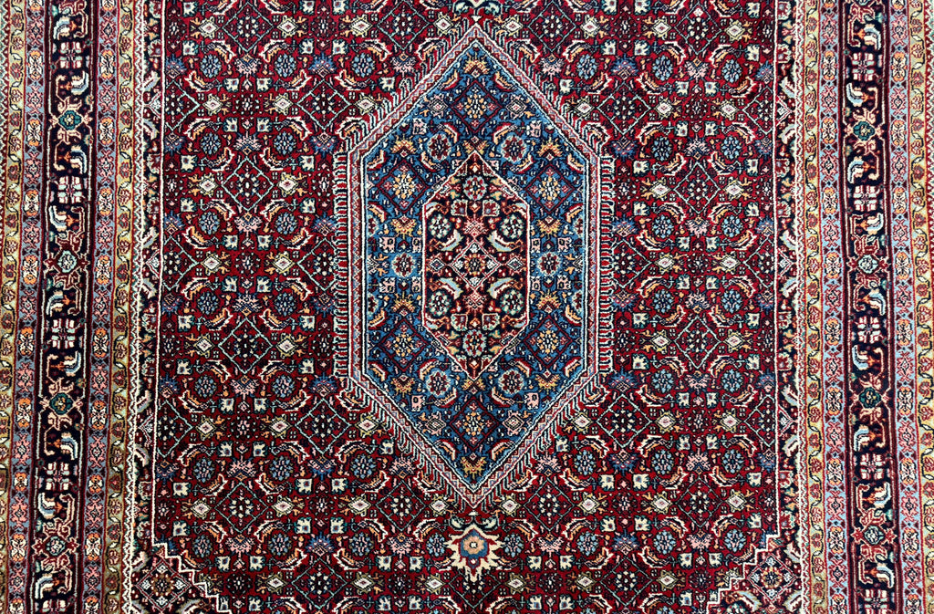 Indo Persian Bidjar Rug 6x9, Vintage Wool Handmade Carpet