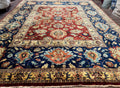 Palace Size Indo Persian Rug 12x15, Sultanabad Mahal Carpet, Red Navy Blue, Fine 210 KPSI
