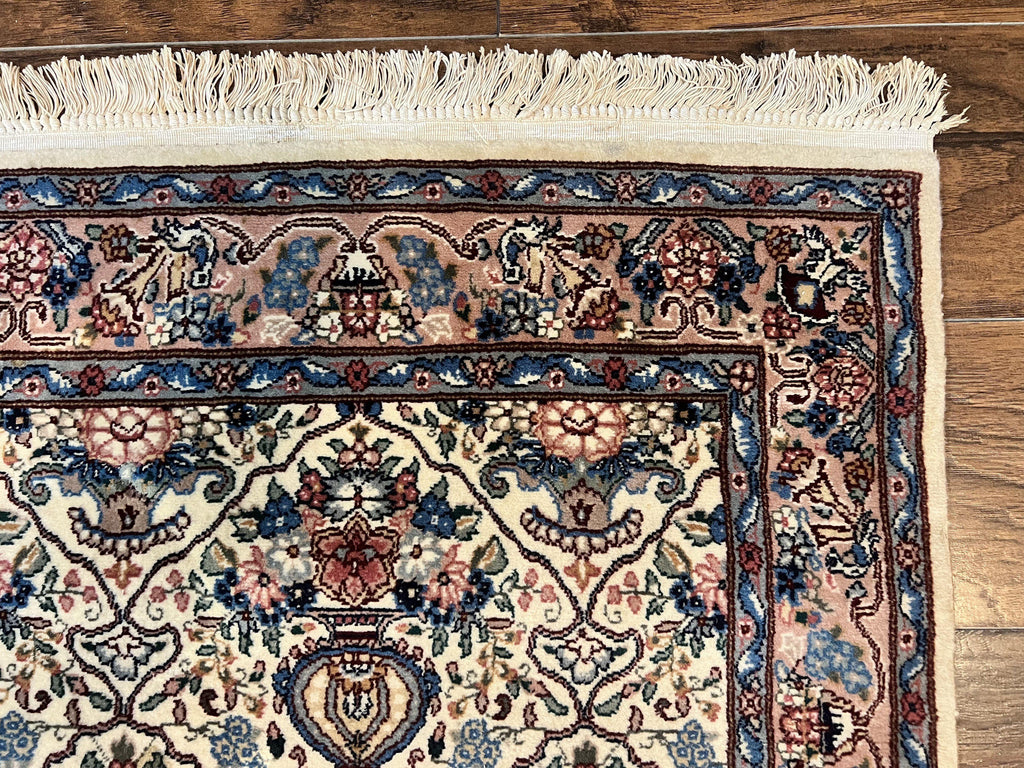 Sino Persian Runner Rug 2.8 x 14, Hand Knotted Vintage Oriental Hallway Rug, 14ft Runner, Cream, Floral, Wool