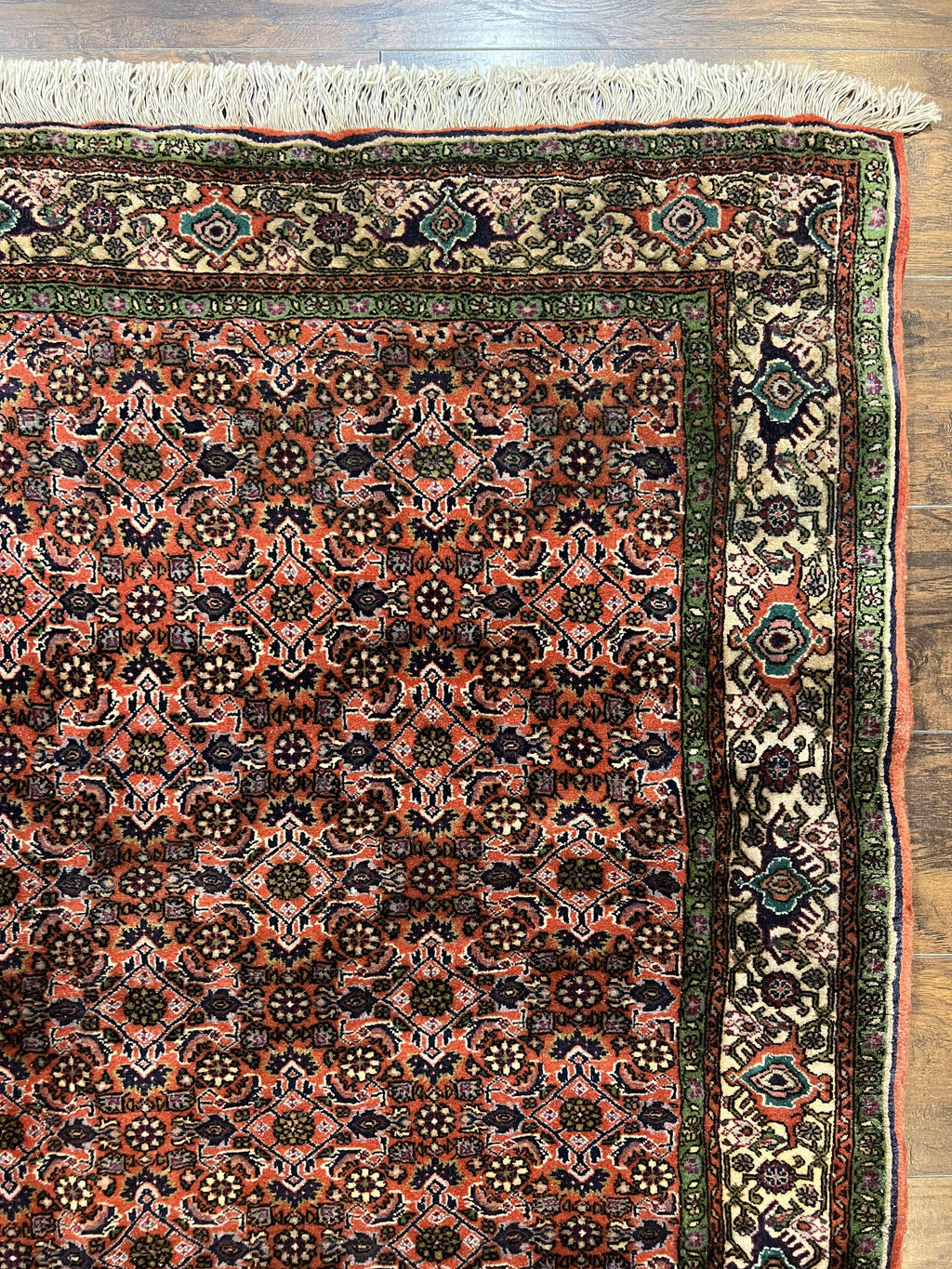 Antique Persian Bijar Rug 5x7, Allover Pattern, Hand Knotted Vintage Wool Tribal Oriental Carpet, Bidjar Rug, Red and Cream 5 x 7 ft, Handmade Rug