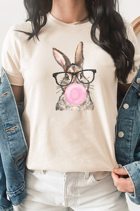 Glasses Bunny Bubblegum Easter Graphic Tee