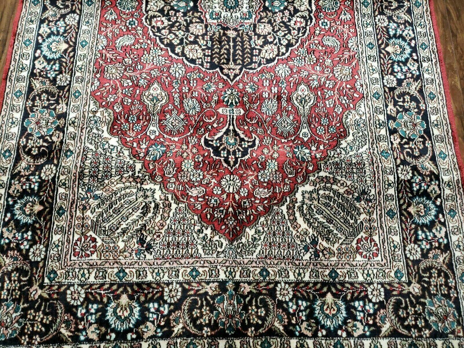 3' X 5' Vintage Fine Handmade India Oriental Kashmir Silk Rug 400 KPSI Wow