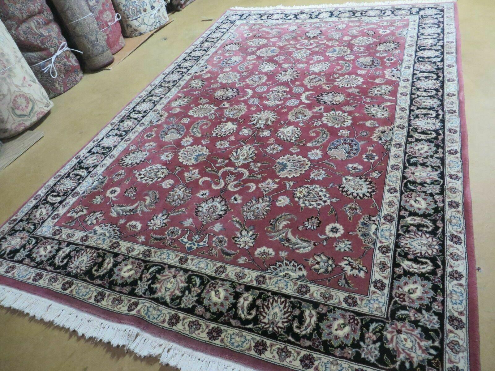 6' X 9' Vintage Handmade Fine India Floral Oriental Silk Accent Wool Rug Carpet