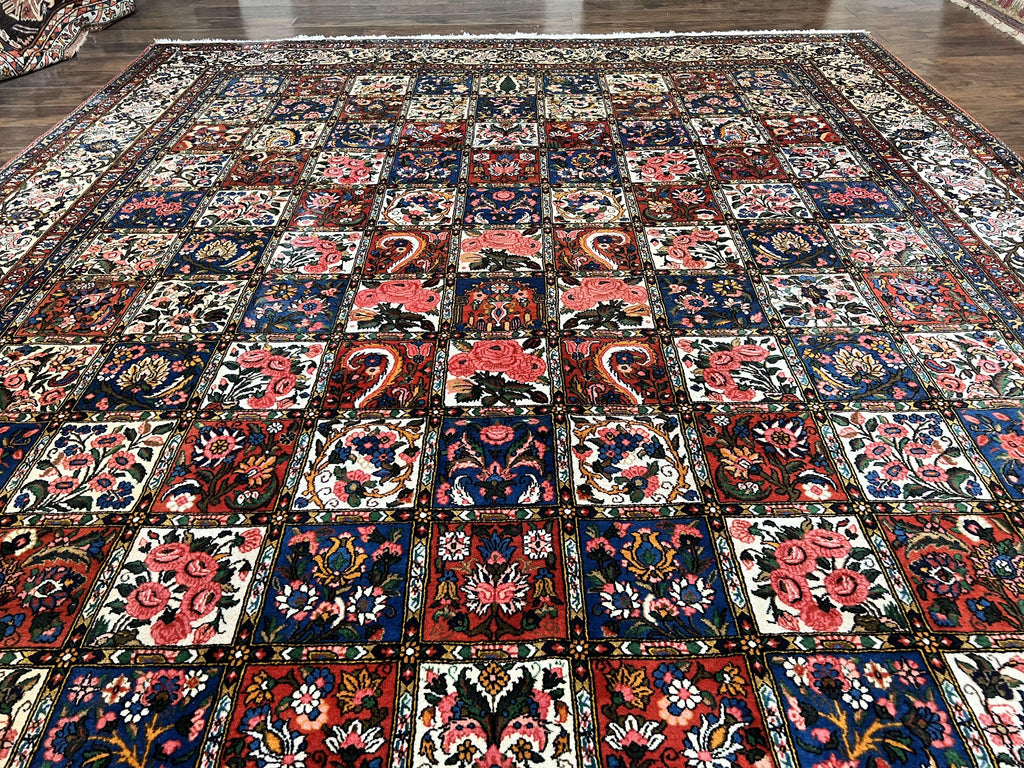 Persian Bakhtiari Rug 10x14, Multicolor Khesti Panel Design