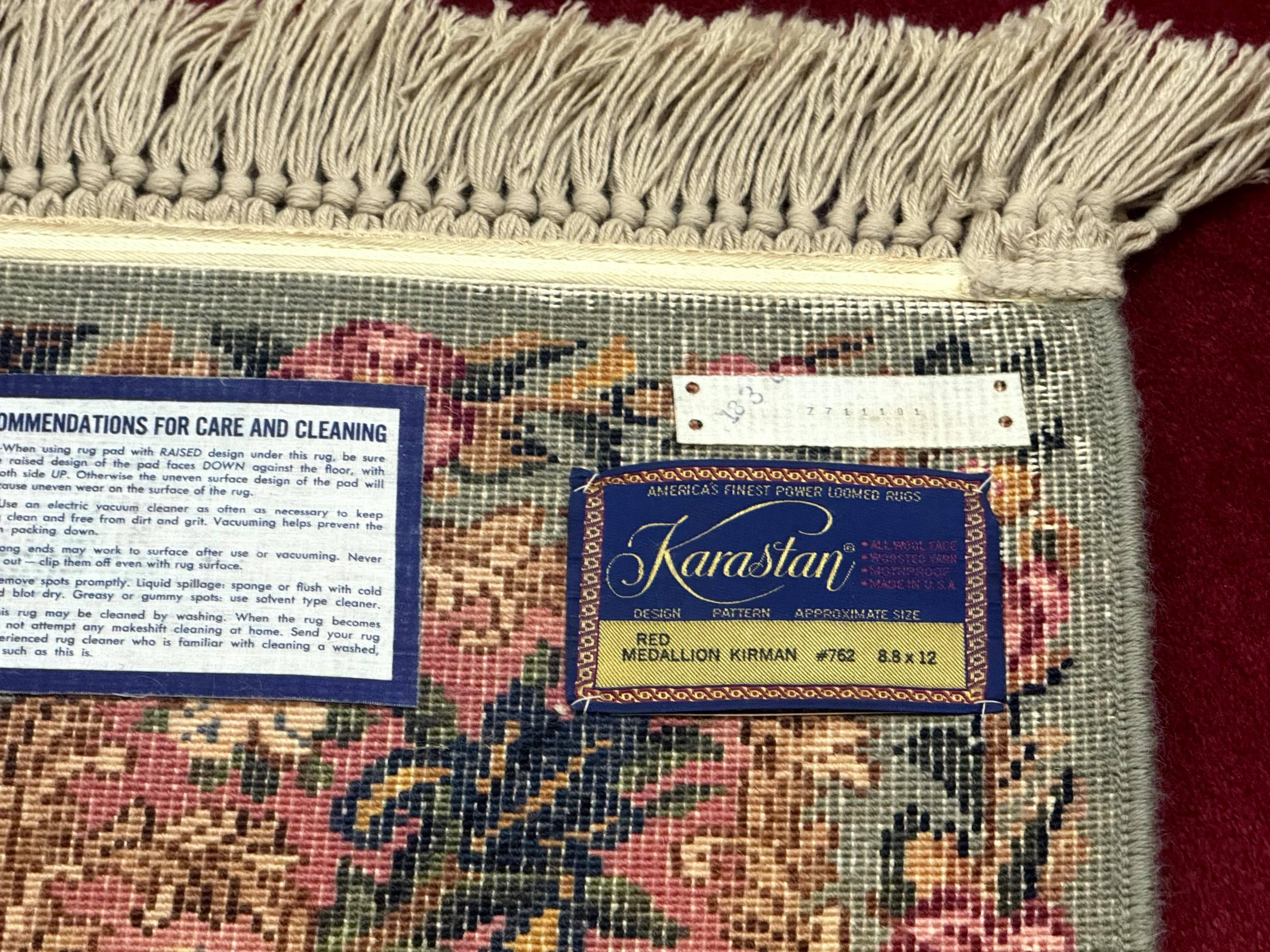 Karastan Rug 8.8 x12 Red Kirman #762, Original 700 Series, Vintage Karastan Carpet, Discontinued Karastan Rug, Karastan Wool Area Rug