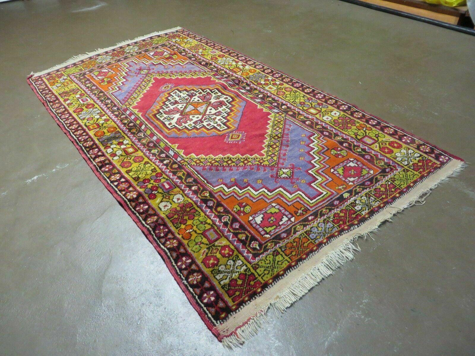 4' X 7' Antique Handmade Turkish Oushak Wool Rug Carpet Red Nice
