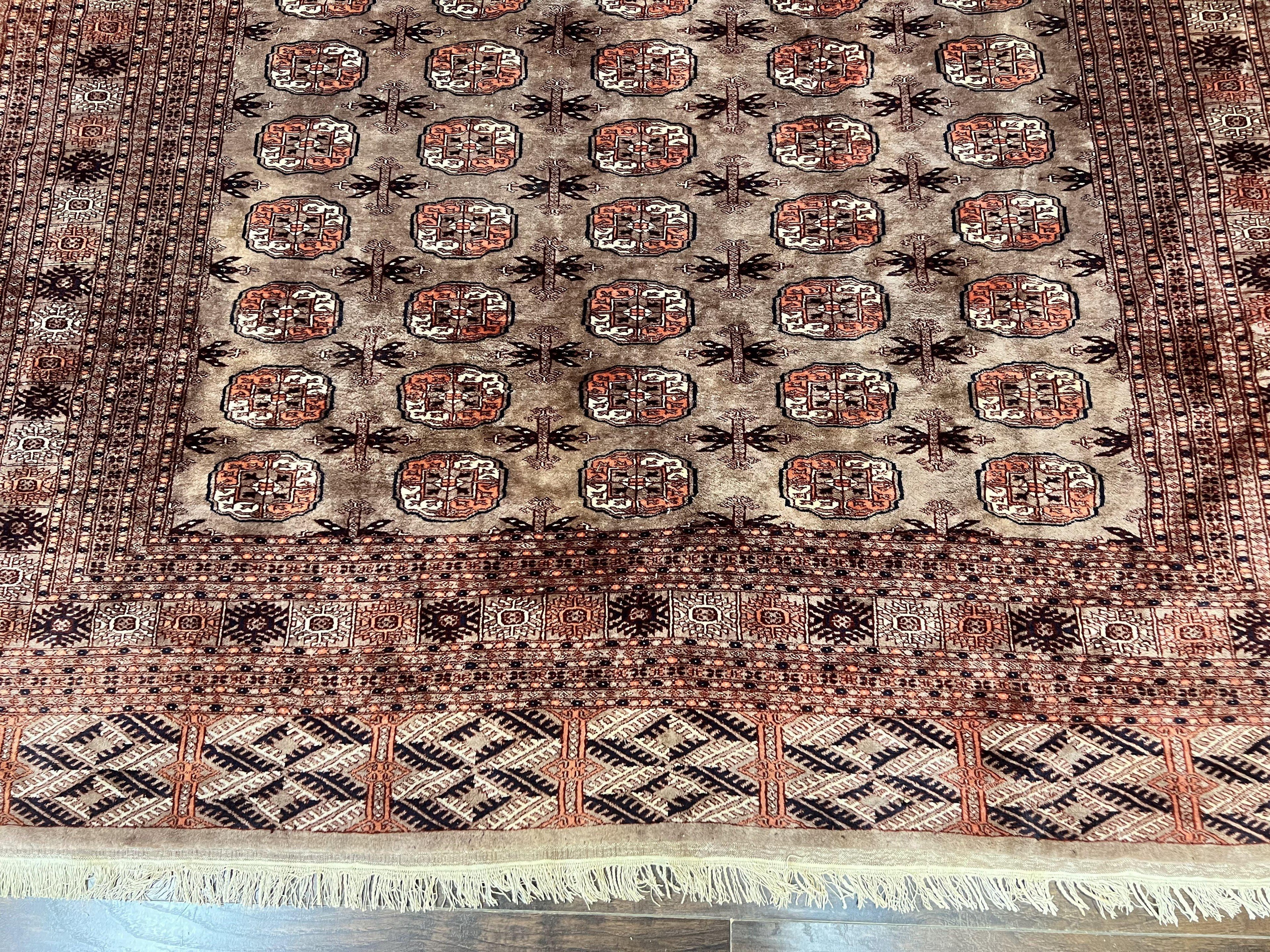 Pakistani Bokhara Turkoman Rug 7x10, Handmade Vintage Wool Carpet, Brown-Red