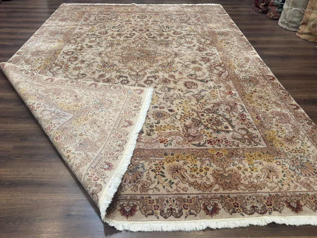 Sino Persian Rug 8x12, Wool & Silk, Traditional Elegant Carpet, Fine 200 KPSI