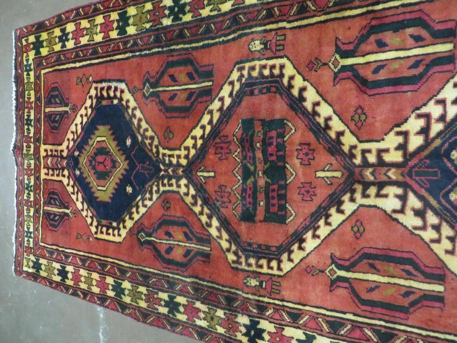 3' 4"X 7' Antique Handmade Turkish Wool Rug Organic #101