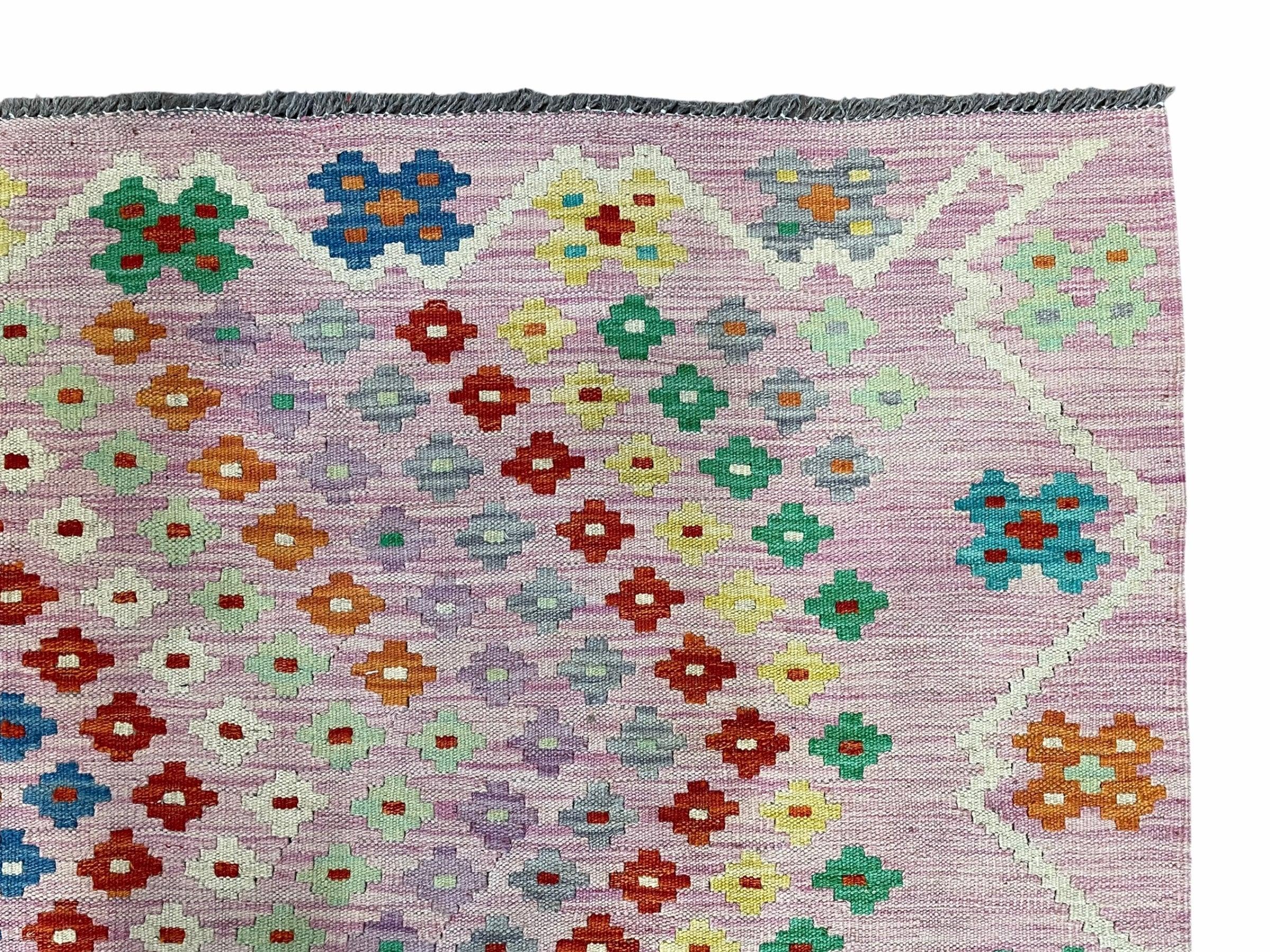 Pink Kilim Rug 6x8 Colorful Turkish Kilim Rug 6 x 8 Flat Weave Kilim Playful Kilim Multicolor Anatolian Chobi New Kilim