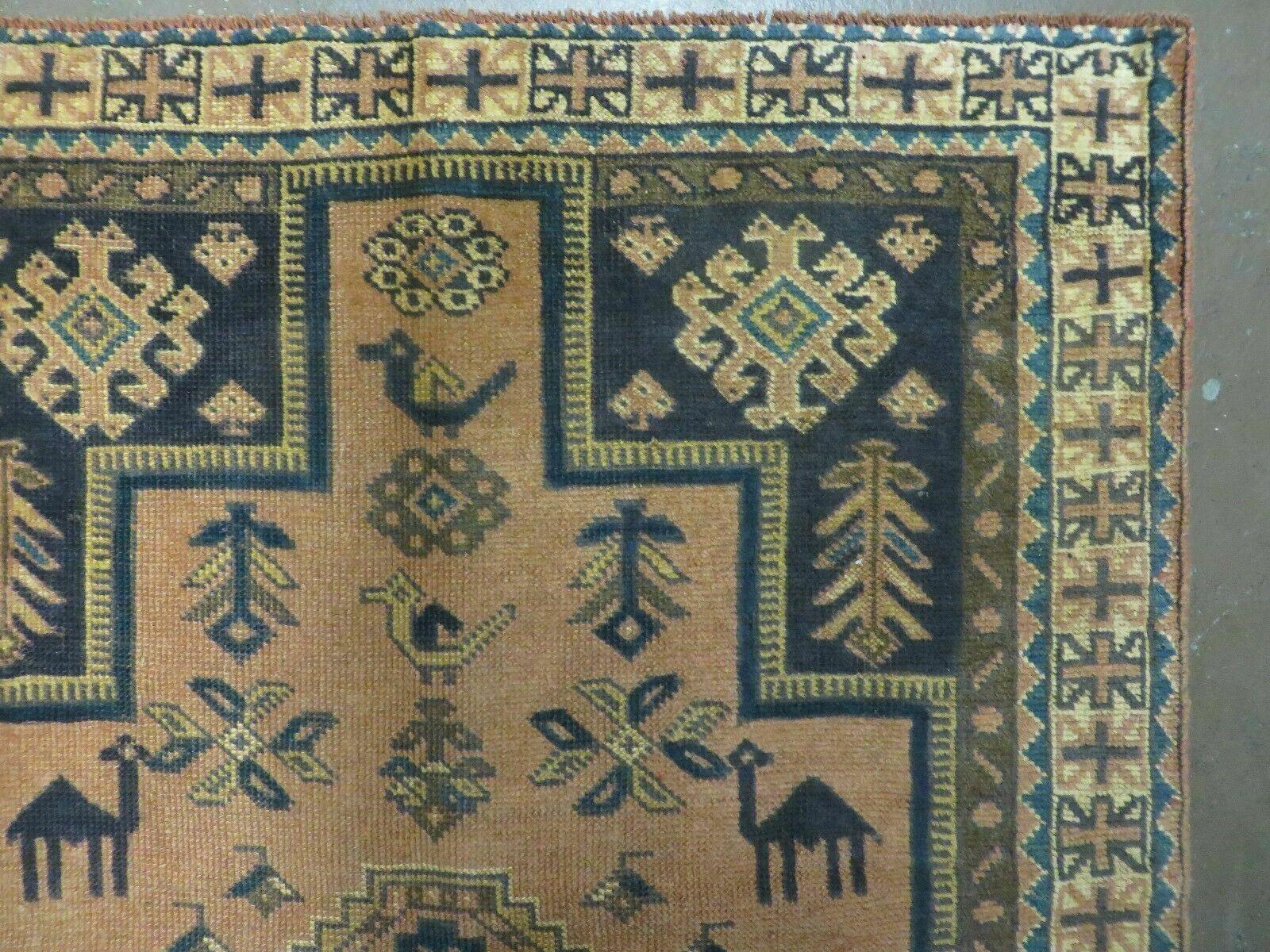 4' X 6' Antique Handmade Turkish Anatolian Wool Rug Camel Vegetable Dyes