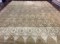 Tibetan Rug 12x15, Wool Hand Knotted Carpet, Odegard Rug, Birds, Olive Green, 12 x 15 Oversized Handmade Contemporary Area Rug, Extra Large