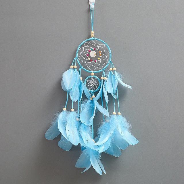 Decoration Home Dream Catchers Hanging Wall Decor Art Pendant Handmade Traditional White Cloud Dream Catcher With Led String Lights Wall Hanging Kids Room Decor Nursery Wall Art Ornament Decor Craft Gift Cute Wind Chimes National Feather Kids Girls