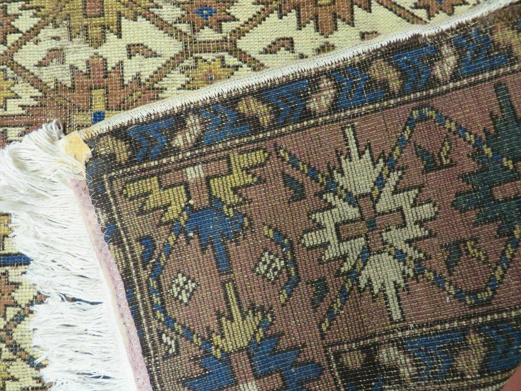 4' X 5' Antique Handmade Caucasian Kazak Shirvan Wool Rug Snow Flakes