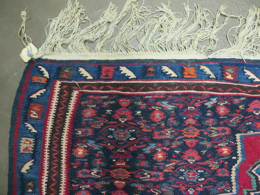4' X 5' Antique Handmade Turkish Wool Kilim Flat weave Rug Blanket Tribal