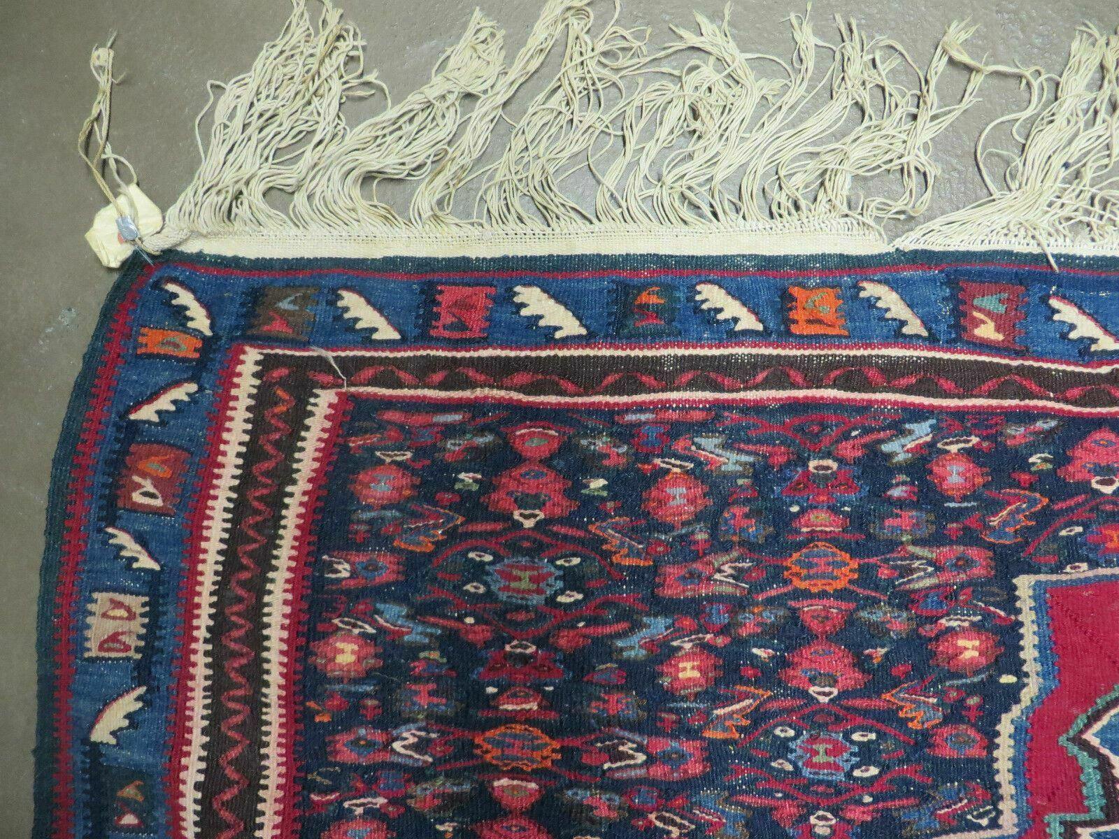 4' X 5' Antique Handmade Turkish Wool Kilim Flat weave Rug Blanket Tribal